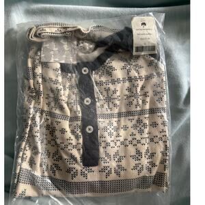 NWT Kate Quinn Nordic Snowflake Longsleeve Men's Henley Baseball Shirt Top XL